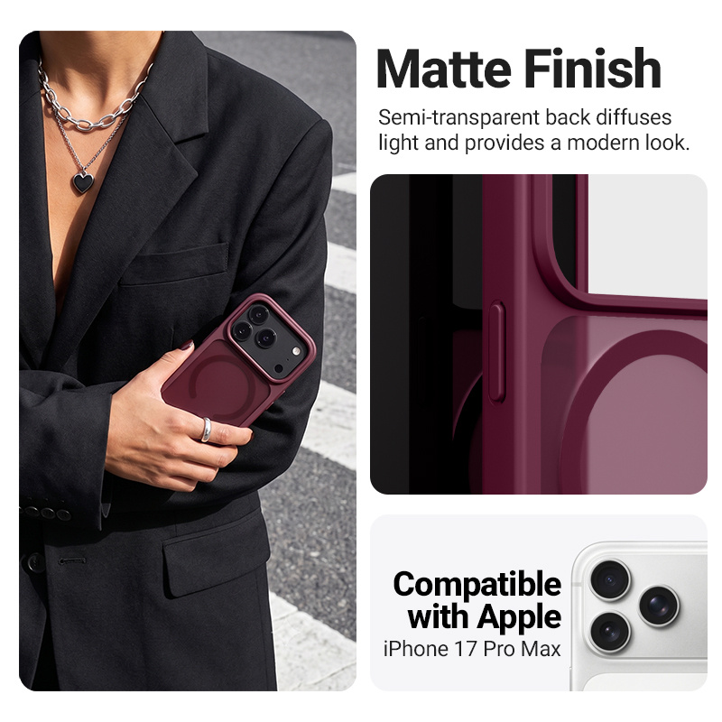Burgundowe matowe etui Crong do iPhone 17 Pro Max