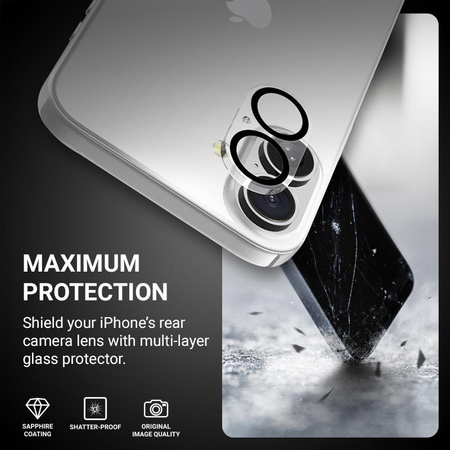 Crong Lens Shield - Cristal para la cámara y lente del iPhone 16 / iPhone 16 Plus