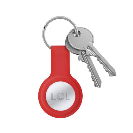Crong Silicone Case with Key Ring - Schutzhülle für Apple AirTag 1 / 2 Schlüsselanhänger (Rot)