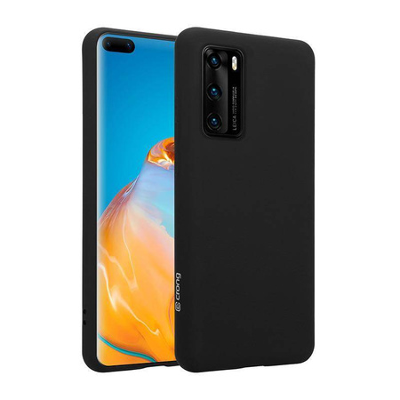 Etui Crong Color Cover do Huawei P40 Silikonowe Czarne Plecki z Mikrofibrą
