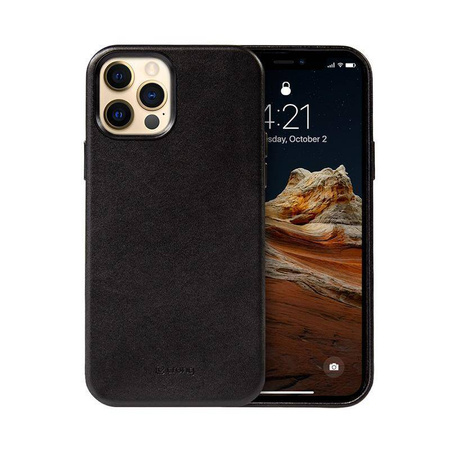 Crong Essential Cover mágneses tok - iPhone 12 Pro Max MagSafe bőrtok (fekete)