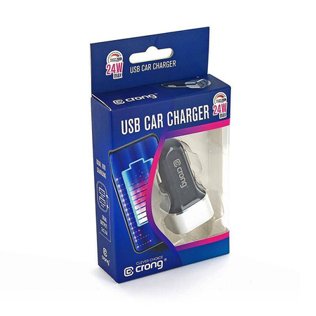Cargador de coche Crong Power de 24 W - Cargador de coche 2xUSB 2,4 A (aluminio)