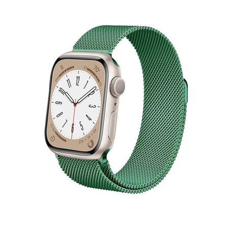 Crong Milano Steel – Rozsdamentes acél szíj Apple Watch 44/45/46/49 mm-hez (zöld)