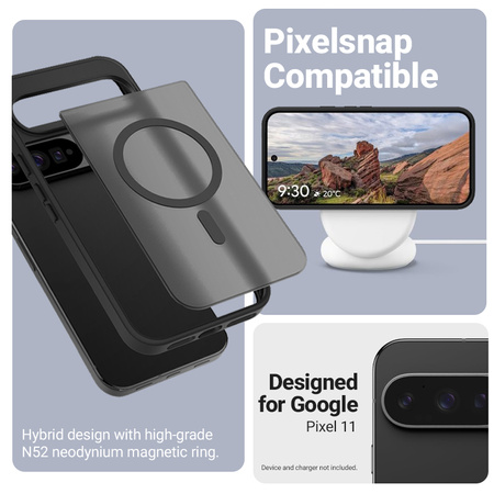 Etui Crong Hybrid MATTE™ Magnetic do Google Pixel 11 MagSafe Czarne Wytrzymałe