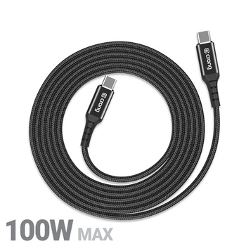 Crong Armor Link - 100W 5A USB-C to USB-C Power Delivery Fast Charging cable 120cm (black)