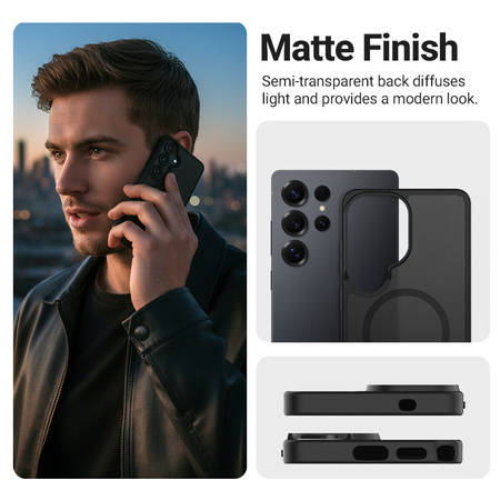 Crong Hybrid Matte Magnetic - MagSafe калъф за Samsung Galaxy S26 Ultra (черен)