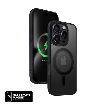 Crong Hybrid Frost MAG Cover - Case with MagSafe for iPhone 16 Pro (Black)