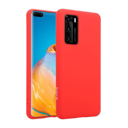 Etui Crong Color Cover do Huawei P40 Silikonowe Czerwone z Mikrofibrą