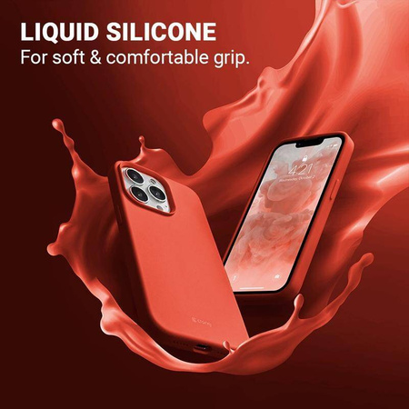 Etui Crong Color Cover do iPhone 13 Silikonowe Koralowe z Mikrofibrą