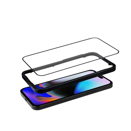 Crong Anti-Bacterial 3D Armour Glass - 9H full screen tempered glass for iPhone 15 Plus + installation frame