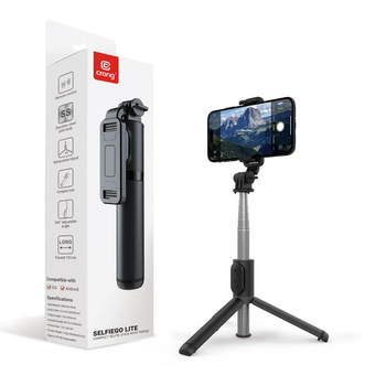 Crong SelfieGo Lite – Compact Bluetooth Selfie Stick Tripod (Black)