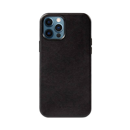 Etui Crong Essential Cover Magnetic do iPhone 12 Pro Max MagSafe Skórzane Black