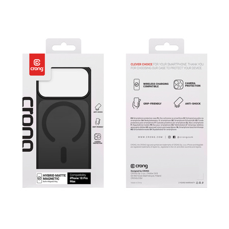 Funda Crong Hybrid MATTE™ Magnetic para iPhone 18 Pro Max / 17 Pro Max MagSafe Negra