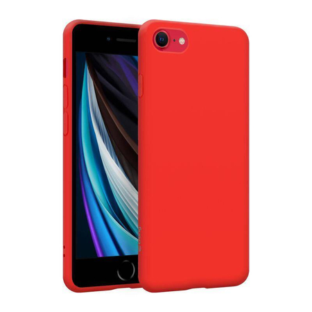 Etui Crong Color Cover do iPhone SE 2020 / 8 / 7 Silikonowe Czerwone z Mikrofibrą