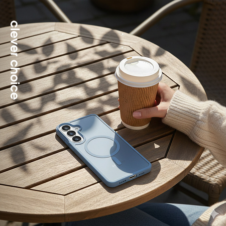 Crong Hybrid Matte Magnetic - MagSafe калъф за Samsung Galaxy S26 (син)