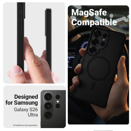 Crong Hybrid Matte Magnetic - MagSafe Case for Samsung Galaxy S26 Ultra (Gray)