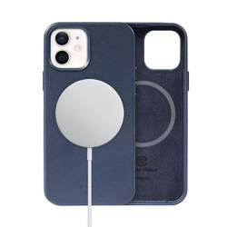 Crong Essential Cover Magnetic - iPhone 12 / iPhone 12 Pro MagSafe Leather Case (navy blue)