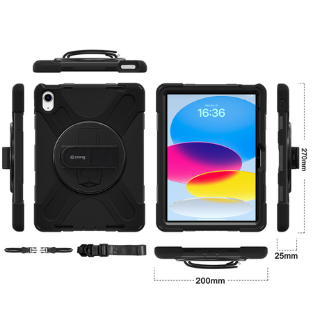 Crong Defender Plus – Pancerne etui iPad 11" A16 (2025) / 10.9" (2022) (czarny)