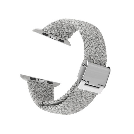 Crong Wave Band - Geflochtenes Armband für Apple Watch 42/44/45/49 mm (hellgrau)