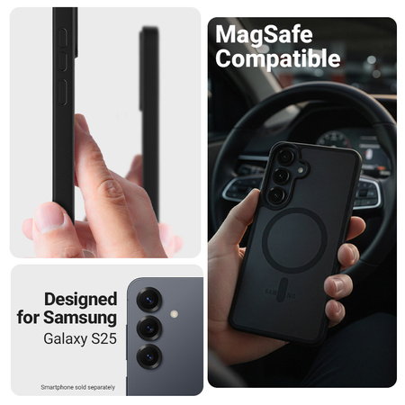Funda Crong Hybrid Matte Magnetic - MagSafe para Samsung Galaxy S25 (blanca)