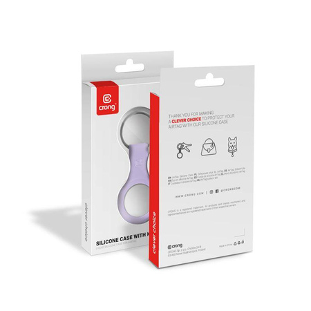 Crong Silicone Case with Key Ring - Protective case for Apple AirTag 1 /2 key ring (Purple)