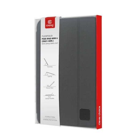 Etui do iPad Mini 6 (2021) z Funkcją Apple Pencil Crong FlexFolio Pokrowiec Czarny