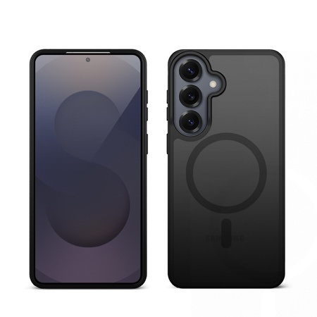 Crong Hybrid Matte Magnetic - MagSafe калъф за Samsung Galaxy S25 (черен)