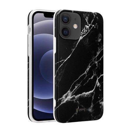 Etui Crong Marble Case do iPhone 12 Mini Czarne Plecki Marmur Modne