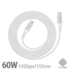 Kabel USB C Crong Armor Link Szybkie Ładowanie 1.5m 60W PD 3A Przewód Biały