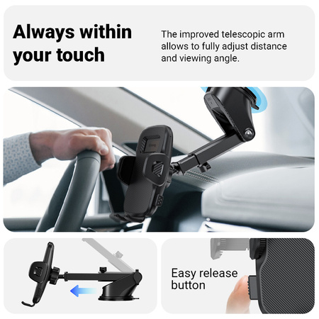 Crong Carclip Dashboard – Universelle 2-in-1-Autohalterung für Armaturenbrett und Windschutzscheibe (schwarz)