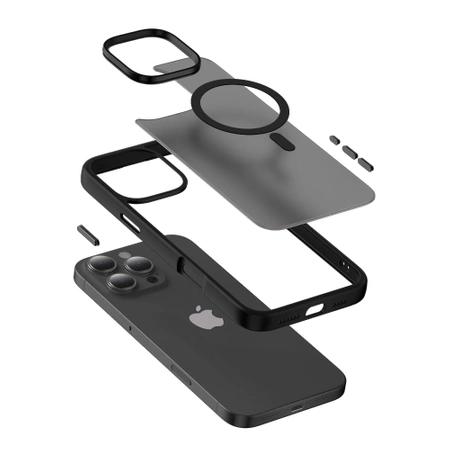 Crong Hybrid Frost MAG Cover - Case with MagSafe for iPhone 16 Pro (Black)