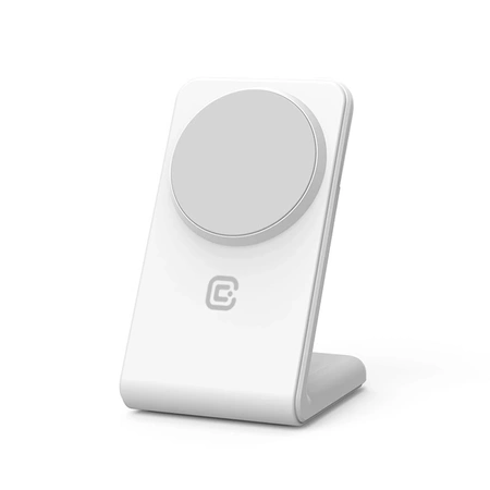 Crong MagSpot Stand - bezdrátová nabíječka 2 v 1 s MagSafe pro iPhone a AirPods (Snow White)