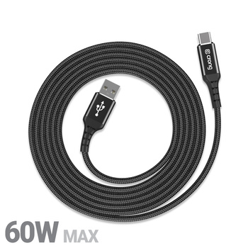 Crong Armor Link - 60W 3A USB-A to USB-C Power Delivery Fast Charging cable 150cm (black)