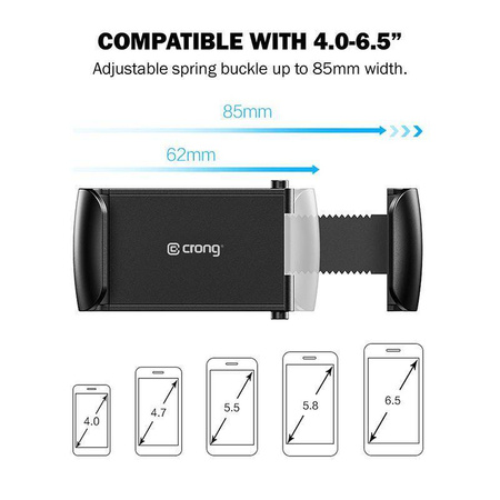 Crong Universal Smart Car Holder - univerzální držák do auta pro 4"-6,5" telefon (černý)