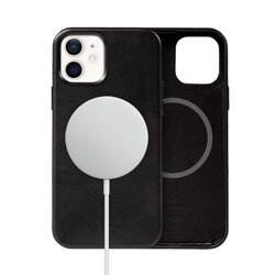 Crong Essential Cover Magnetic - kožené pouzdro MagSafe pro iPhone 12 / iPhone 12 Pro (černé)