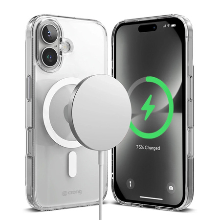 Funda Crong Clear MAG - Funda MagSafe para iPhone 16 (Transparente)