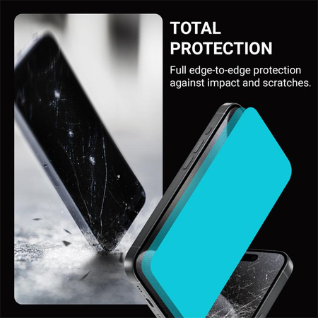 Crong Anti-Bacterial 3D Armour Glass - 9H voll Bildschirm gehärtetes Glas für iPhone 15 Pro + Installationsrahmen