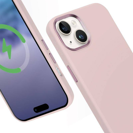 Etui Crong Color Cover LUX Magnetic do iPhone 15 Plus MagSafe Silikon Różowe