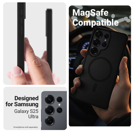 Crong Hybrid Matte Magnetic - MagSafe калъф за Samsung Galaxy S25 Ultra (черен)