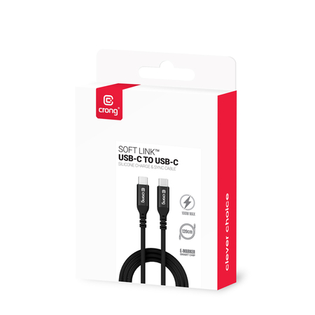 Crong Soft Link - 100W PD 5A USB-C to USB-C Cable 25cm (Black)