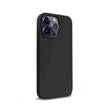 Etui Crong Color Cover do iPhone 14 Pro Silikonowe Czarne z Mikrofibrą