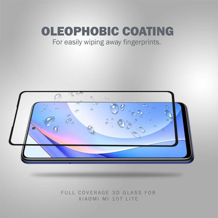 Crong 3D Panzerglas – 9H Vollflächig verklebtes gehärtetes Glas für den gesamten Bildschirm des Xiaomi Mi 10T Lite