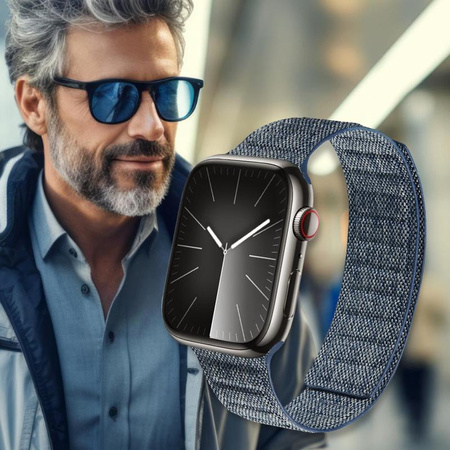 Pasek Crong Melange do Apple Watch 49/46/45/44 mm Niebieski Melanż Magnetyczny