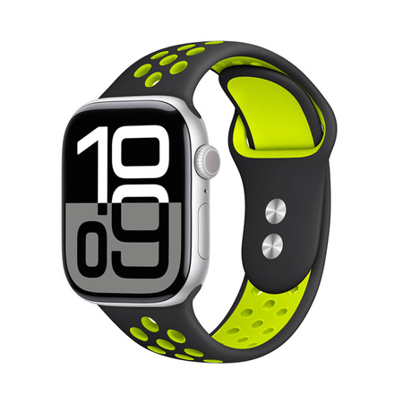 Crong Duo Sport - Řemínek pro Apple Watch 38/40/41 mm (černý/limetkově zelený)