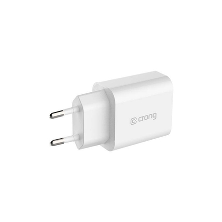 Зарядно за пътуване Crong USB-C – USB-C Power Delivery 20W зарядно за стена (бяло)