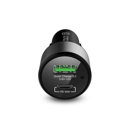 Зарядно за кола Crong Power 63W – USB-C PD 45W зарядно за кола + USB QC 3.0 18W (черно)