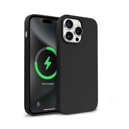 Crong Color Cover Magnetic - Silikon Case mit MagSafe für iPhone 15 Pro Max (schwarz)