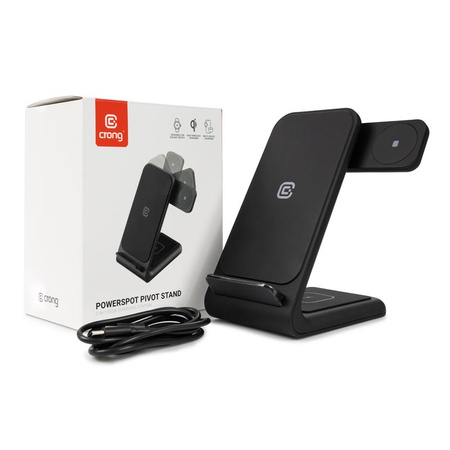 Zestaw Crong - Ładowarka GaN PD 35W + Ładowarka Bezprzewodowa PowerSpot Pivot Stand 3w1 do iPhone, Samsung & Android