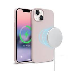 Crong Color Cover Magnetic - Silikonowe etui do iPhone'a 14 (piaskowy róż)