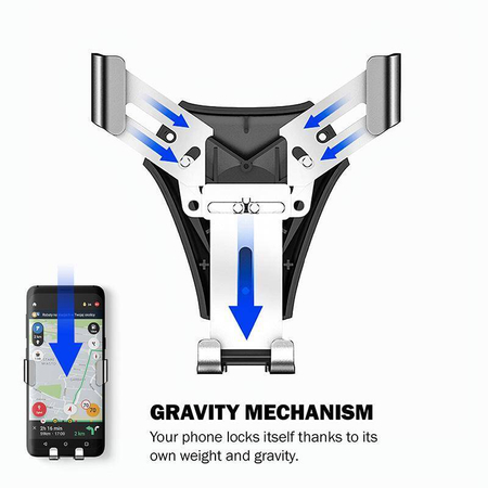 Uchwyt Samochodowy do Telefonu na Kratkę Nawiewu Crong Gravity Auto-Clip Car Holder Czarny